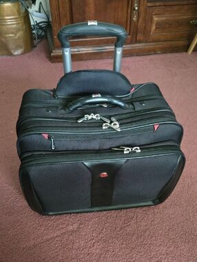SwissGear Black Rolling Laptop Bag with Red Accents